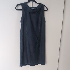 🇮🇹 small Lina tomei Elegantl Blue Sleeveless Dress denim look 100% tencel